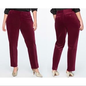 Eloquii Plus Size Velvet Pants Burgundy Size 16